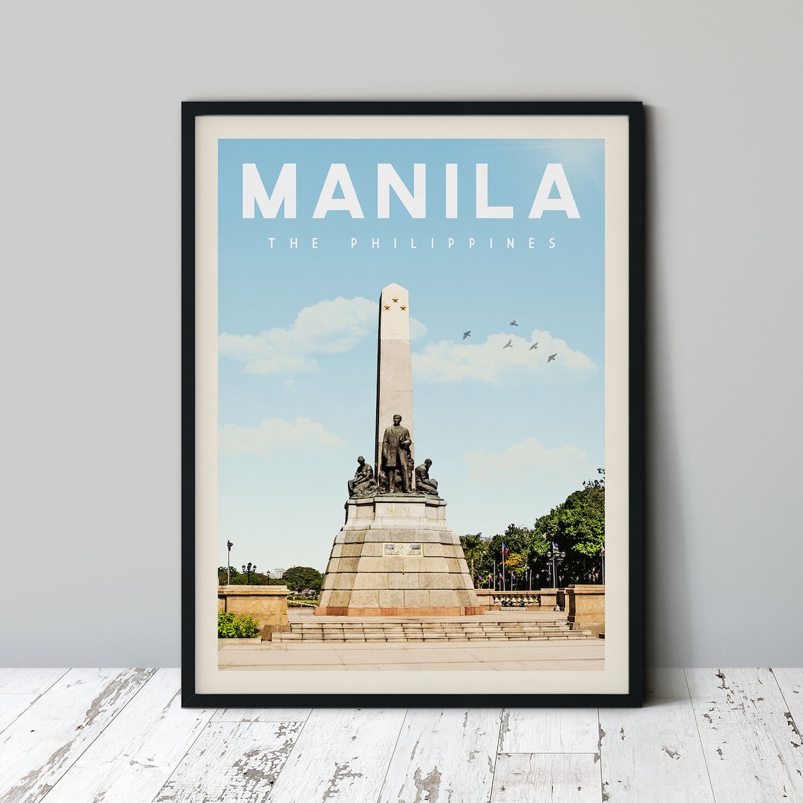 Manila Philippines Rizal Monument Obelisk Historic Travel Poster