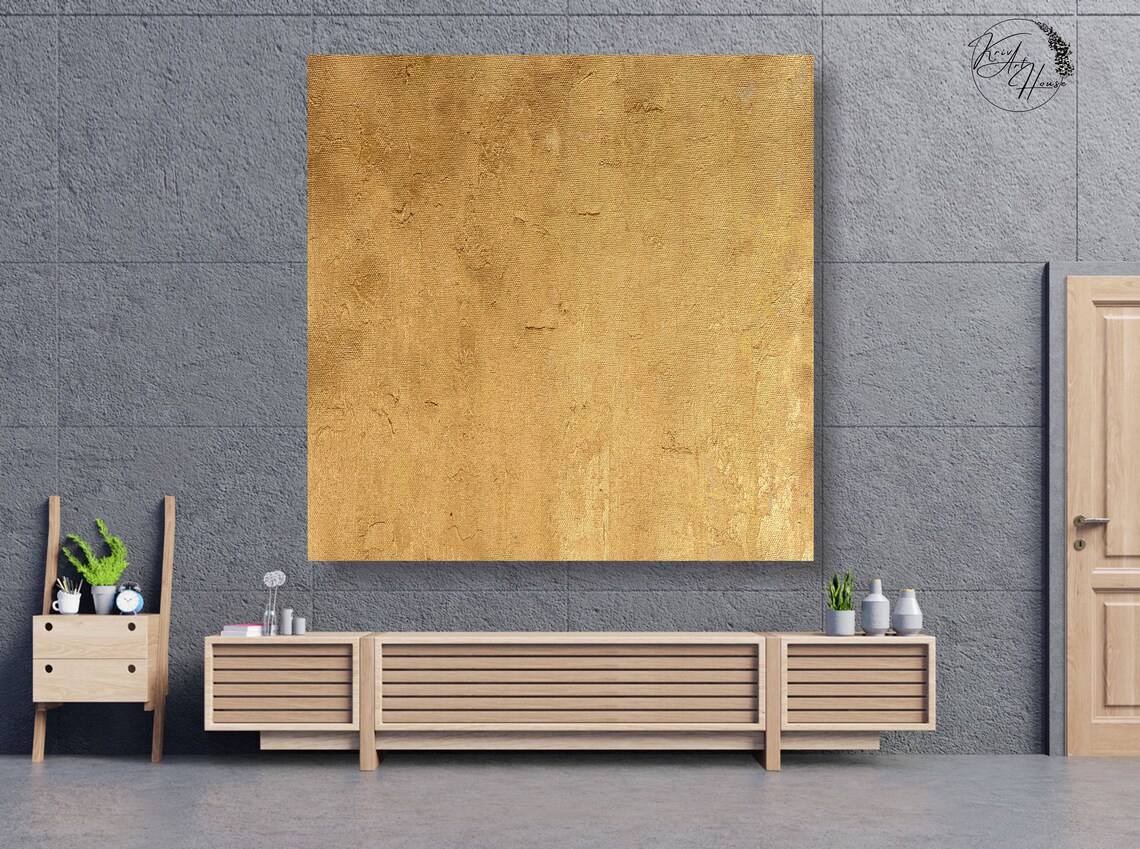 Gold Abstract Wall Art, Modern Living Room Art Print - Image 3