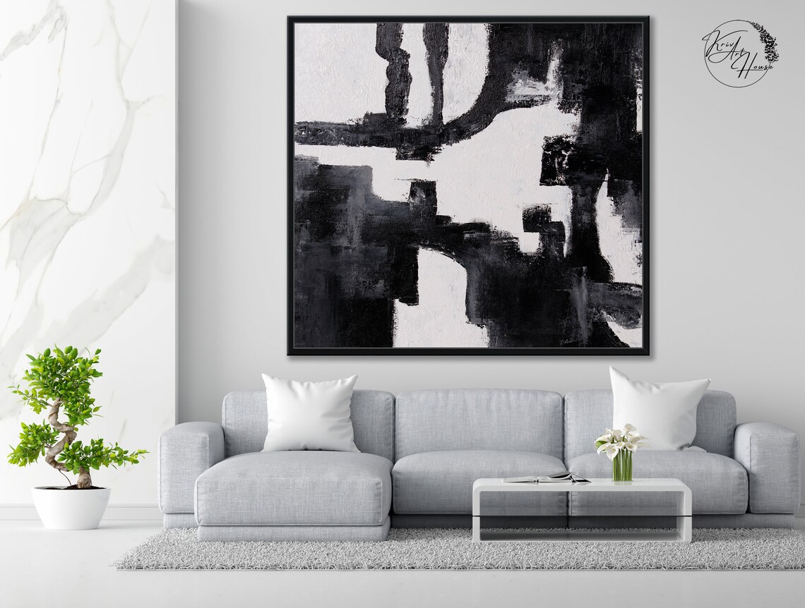 Black And White Abstract Painting, Minimalist Art Print - Image 3