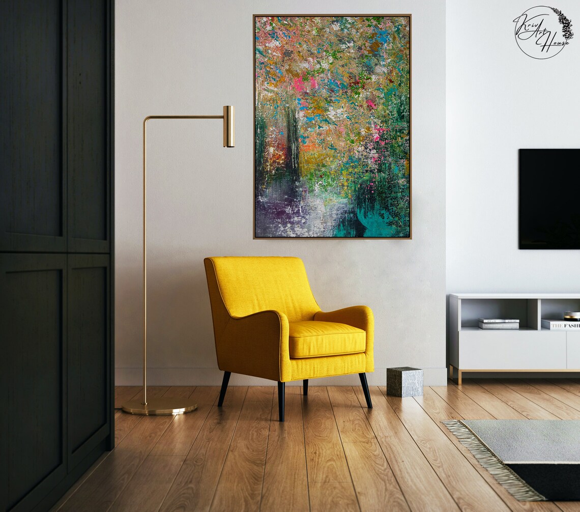 Colorful Floral Abstract Painting, Modern Wall Art Print - Image 2
