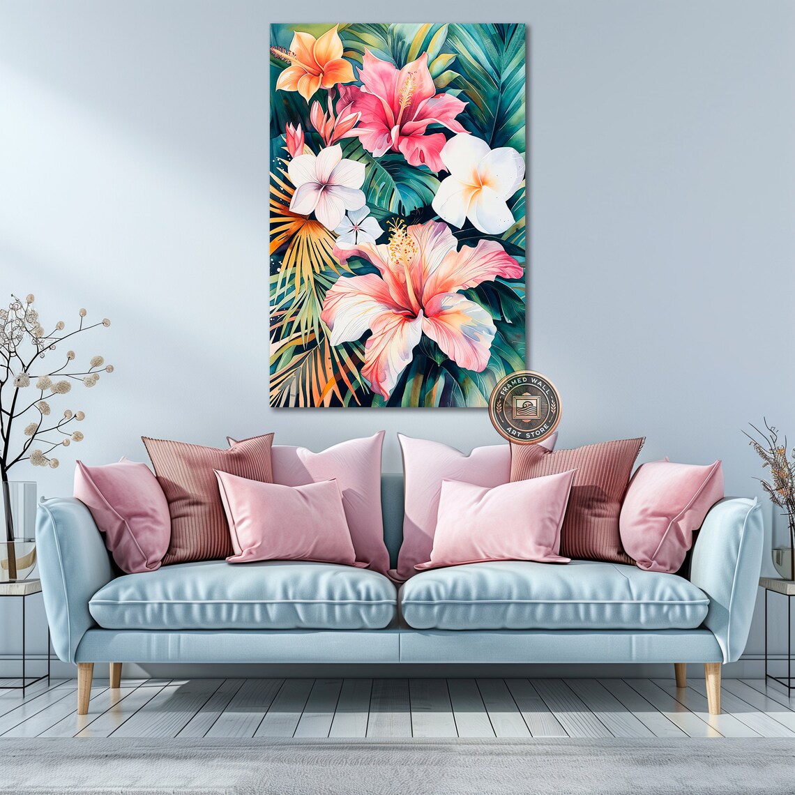 Tropical Hibiscus Flowers Botanical Wall Art Print - Image 5