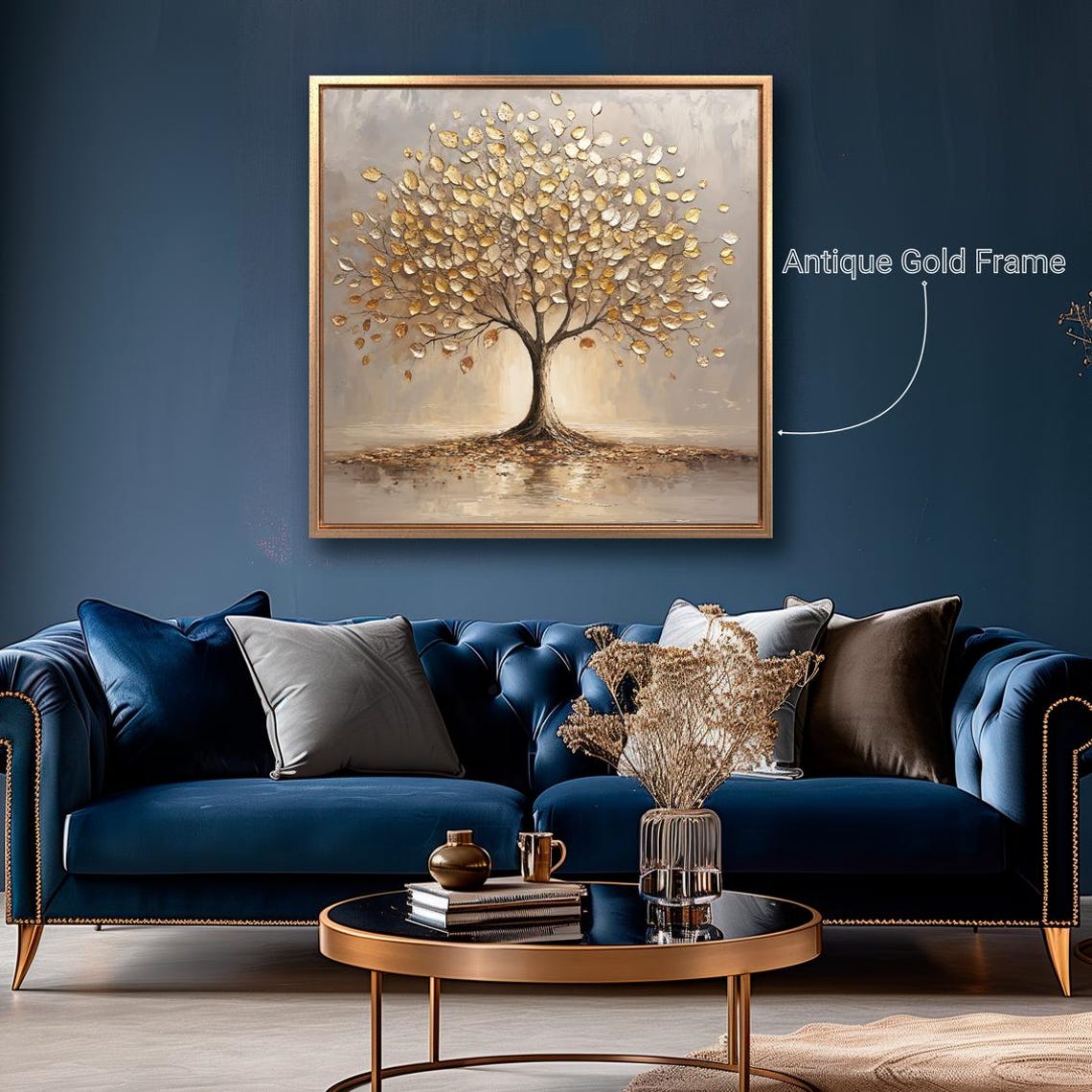 Golden Leaf Tree Textured Neutral Elegant Modern Nature Art Poster - Image 5