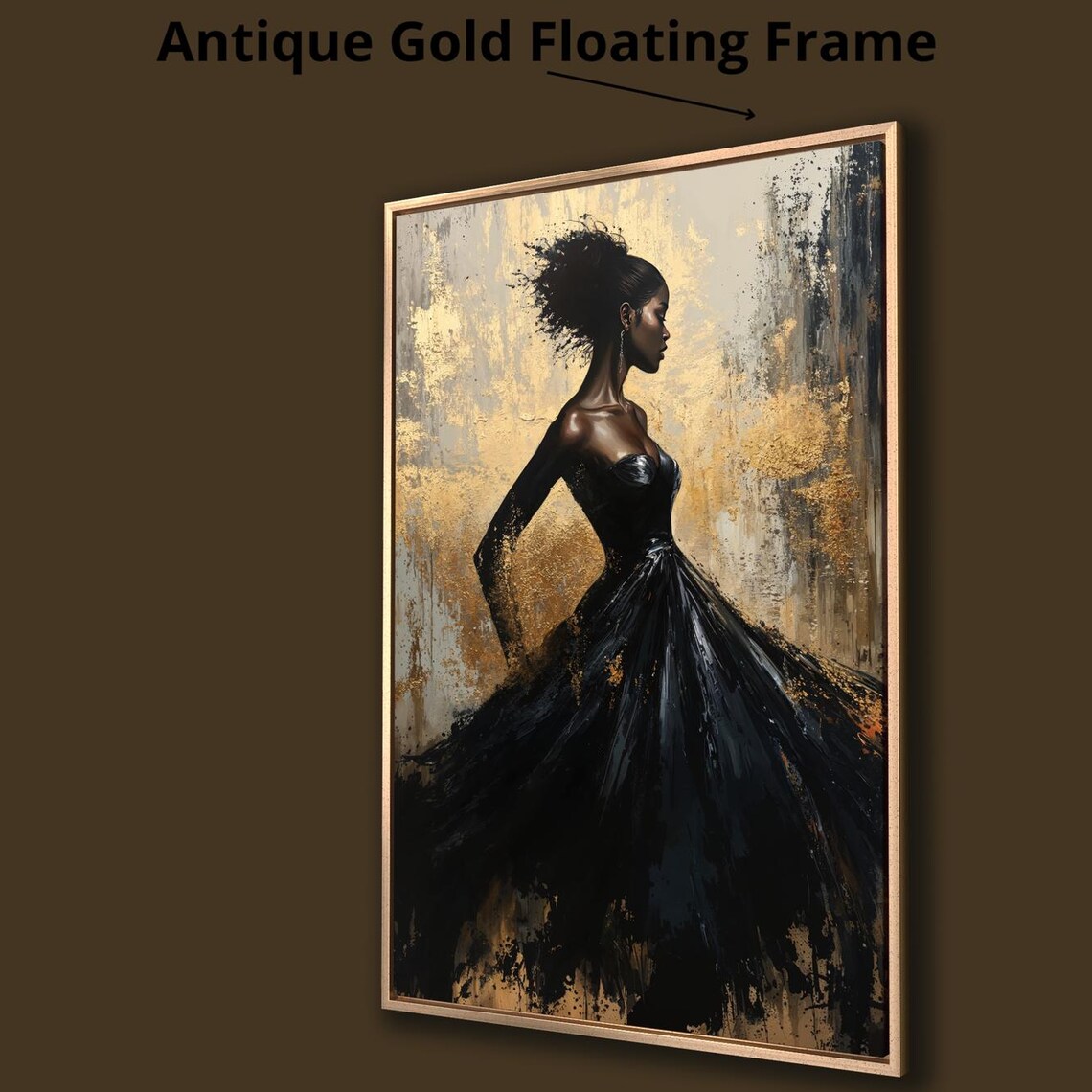 Abstract Fashion Woman Art Print, Black and Gold - Image 4