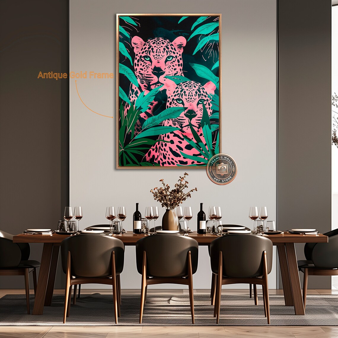 Vibrant Jungle Leopards, Tropical Wildlife Art Print - Image 2