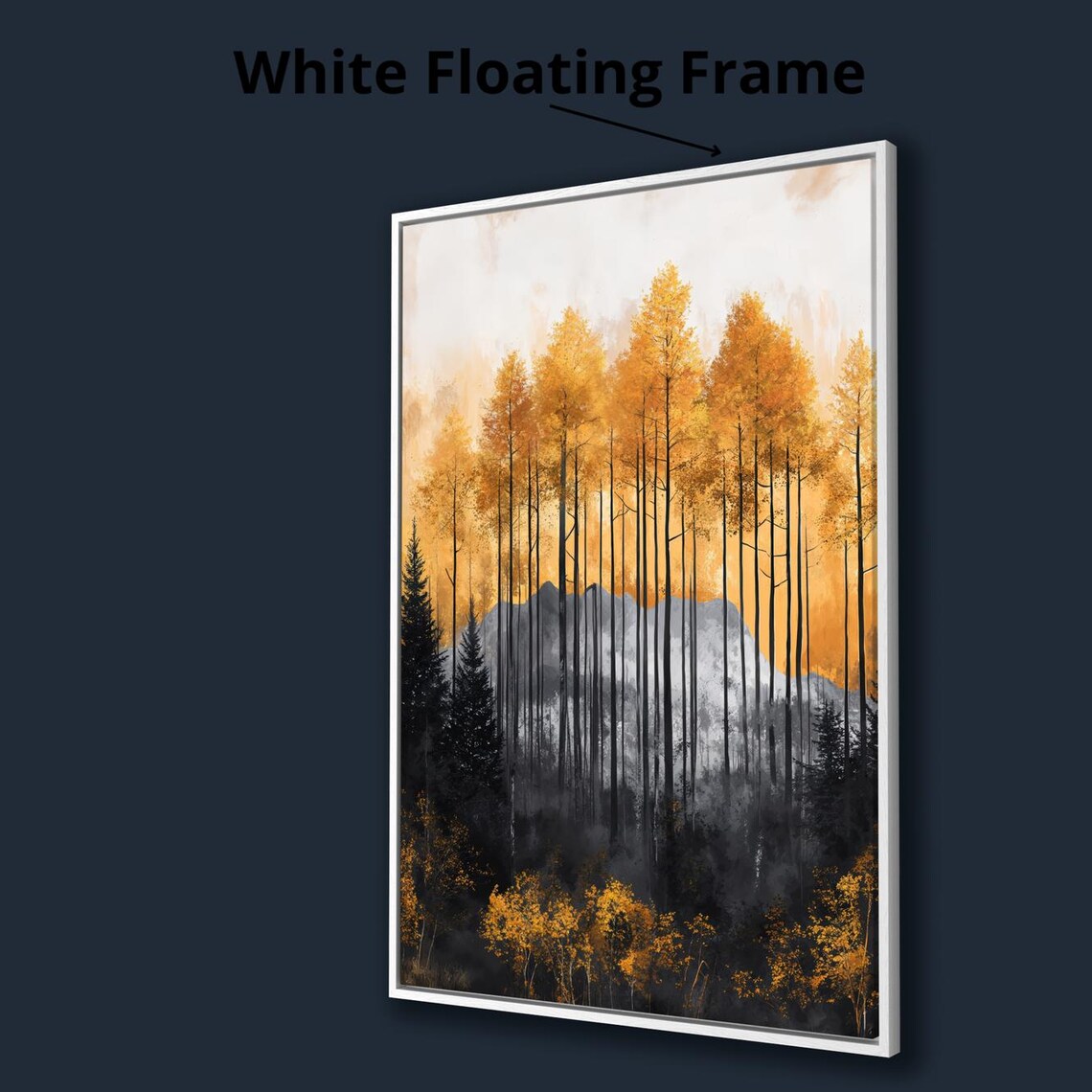 Abstract Forest Framed Wall Art Trees Painting Print Nature Wall Decor Woods Landscape Poster Mountain Range Artwork Ready To Hang - Image 4