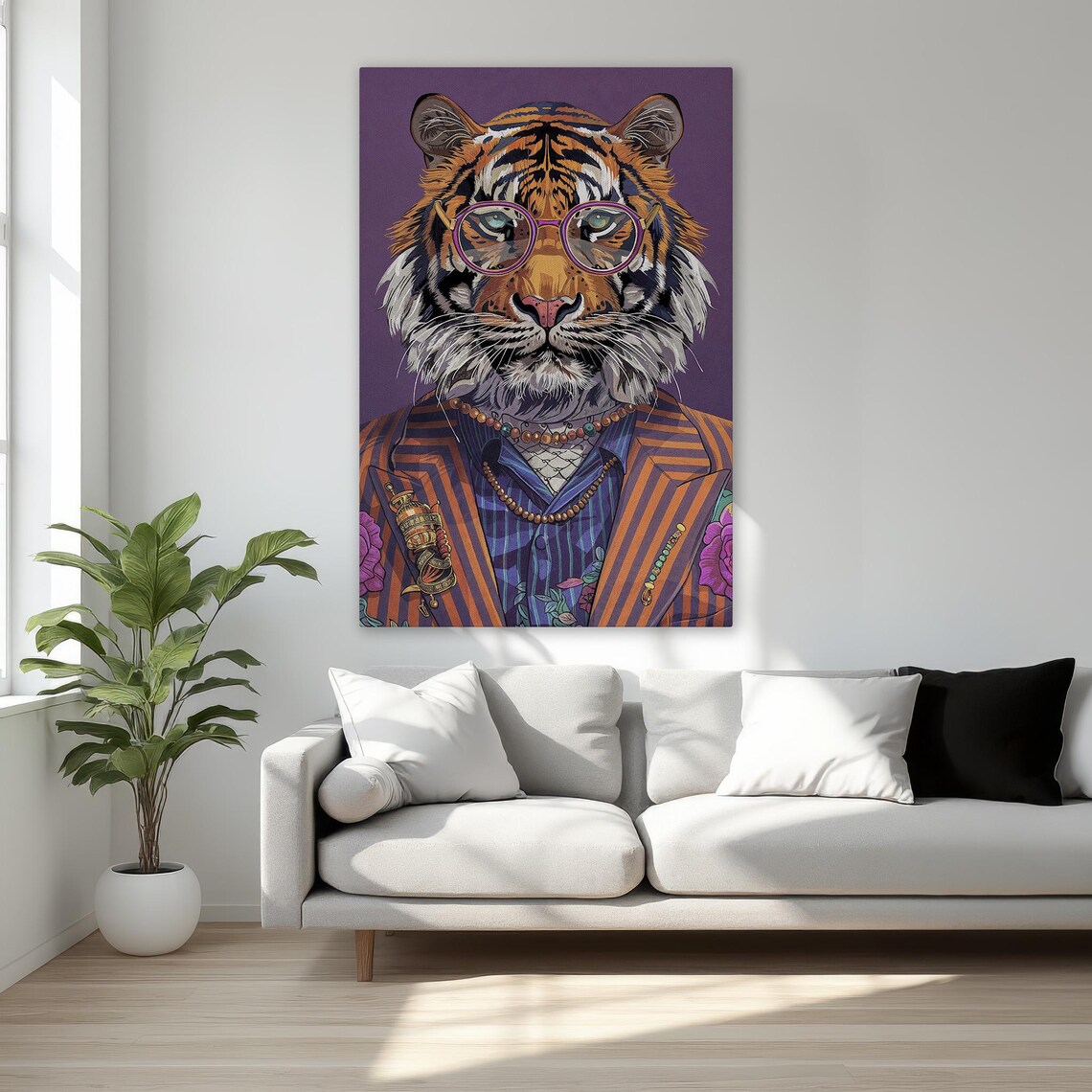 Tiger Portrait Poster Print, Modern Animal Art