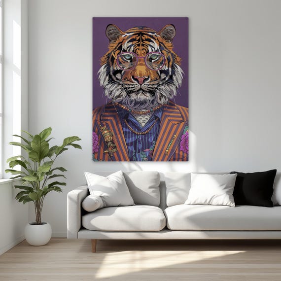 Tiger Portrait Poster Print, Modern Animal Art