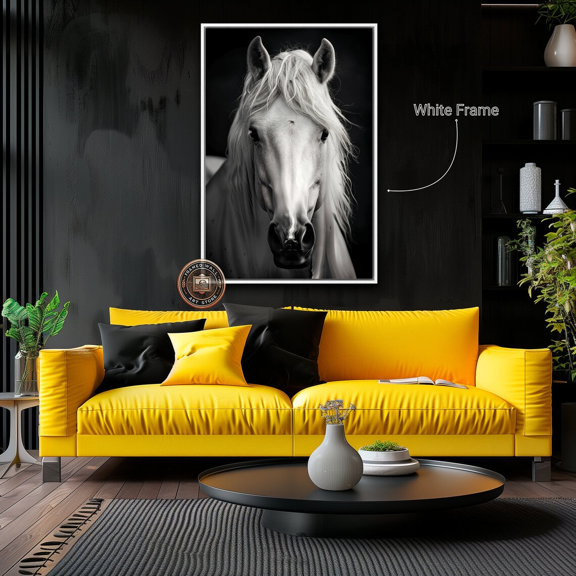 Black And White Horse Face Front Portrait Equine Photography Poster - Image 2