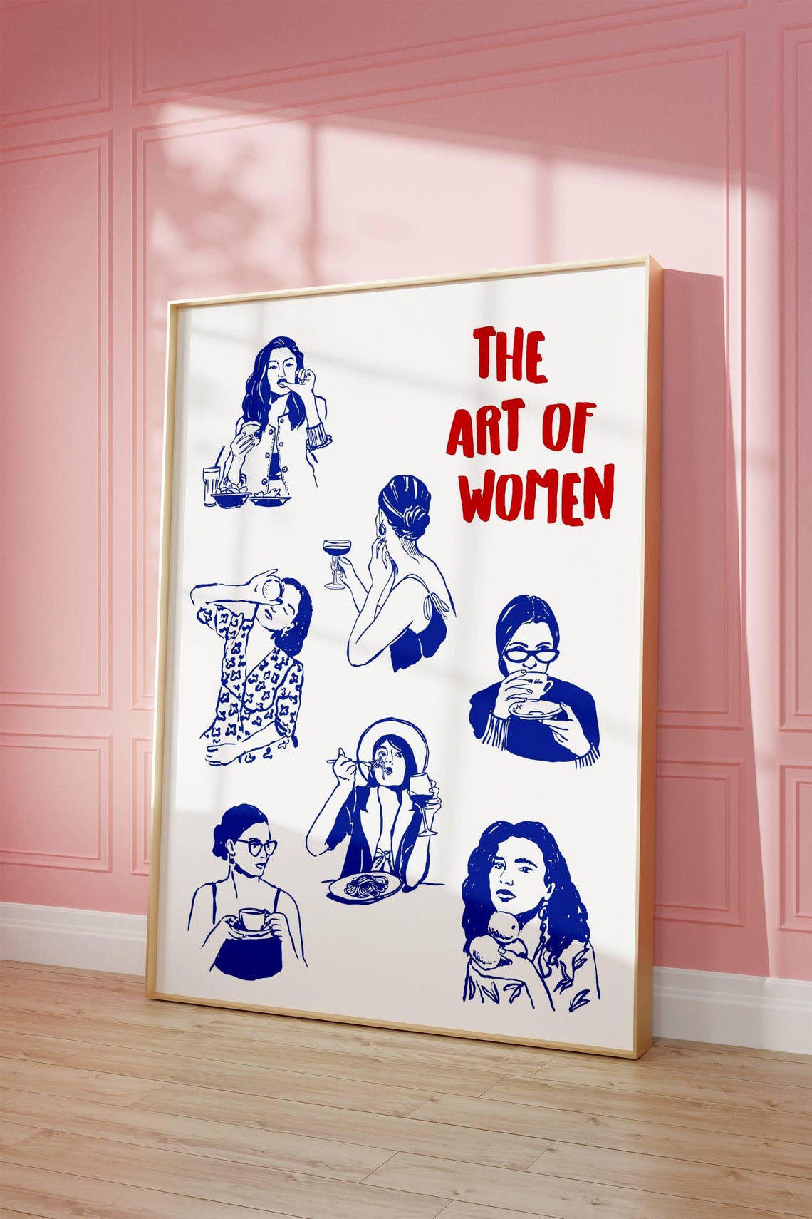 The Art Of Women Blue Ink Line Illustrations Feminine Joy Poster - Image 2
