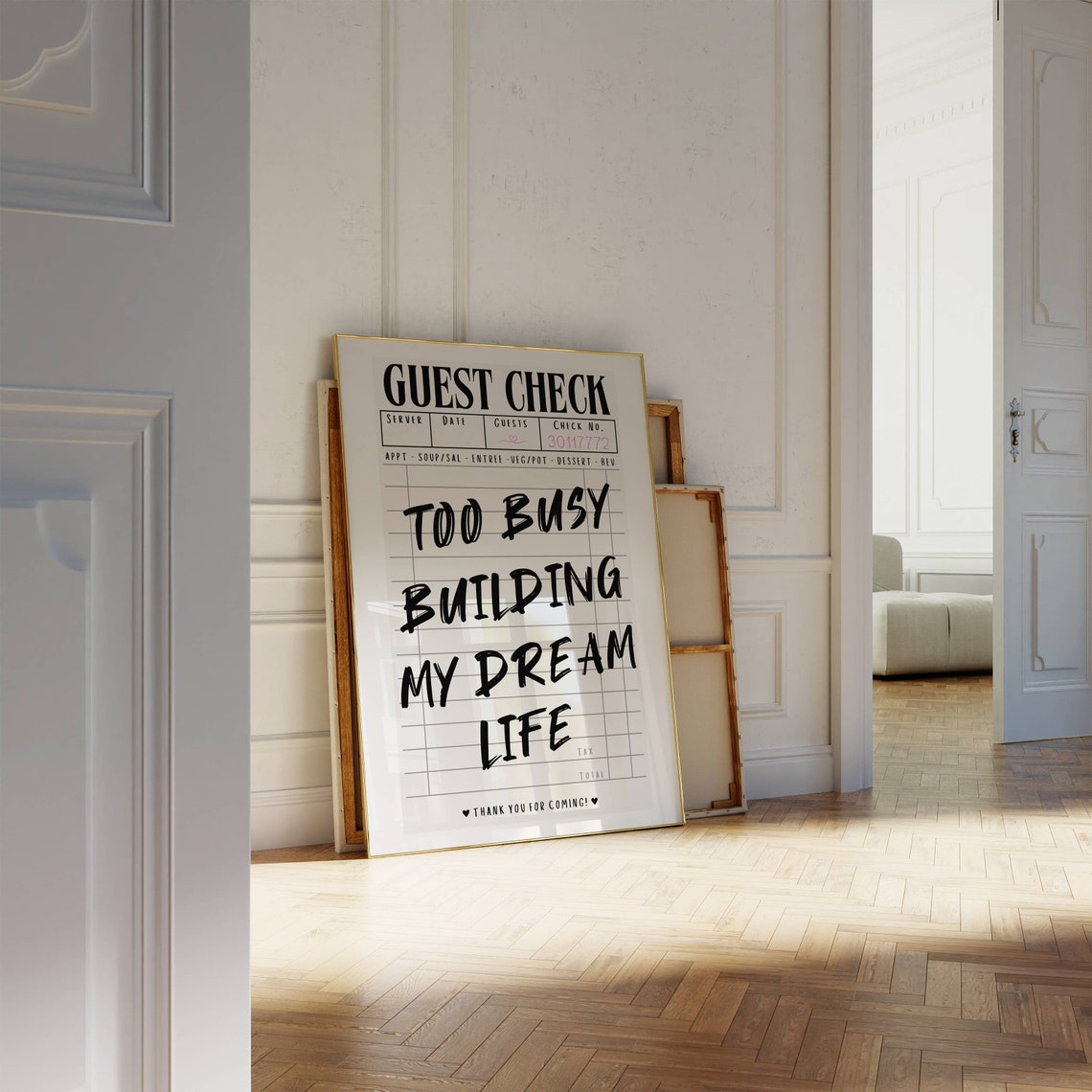 Too Busy Building My Dream Life Funny Guest Check Quote Poster - Image 5