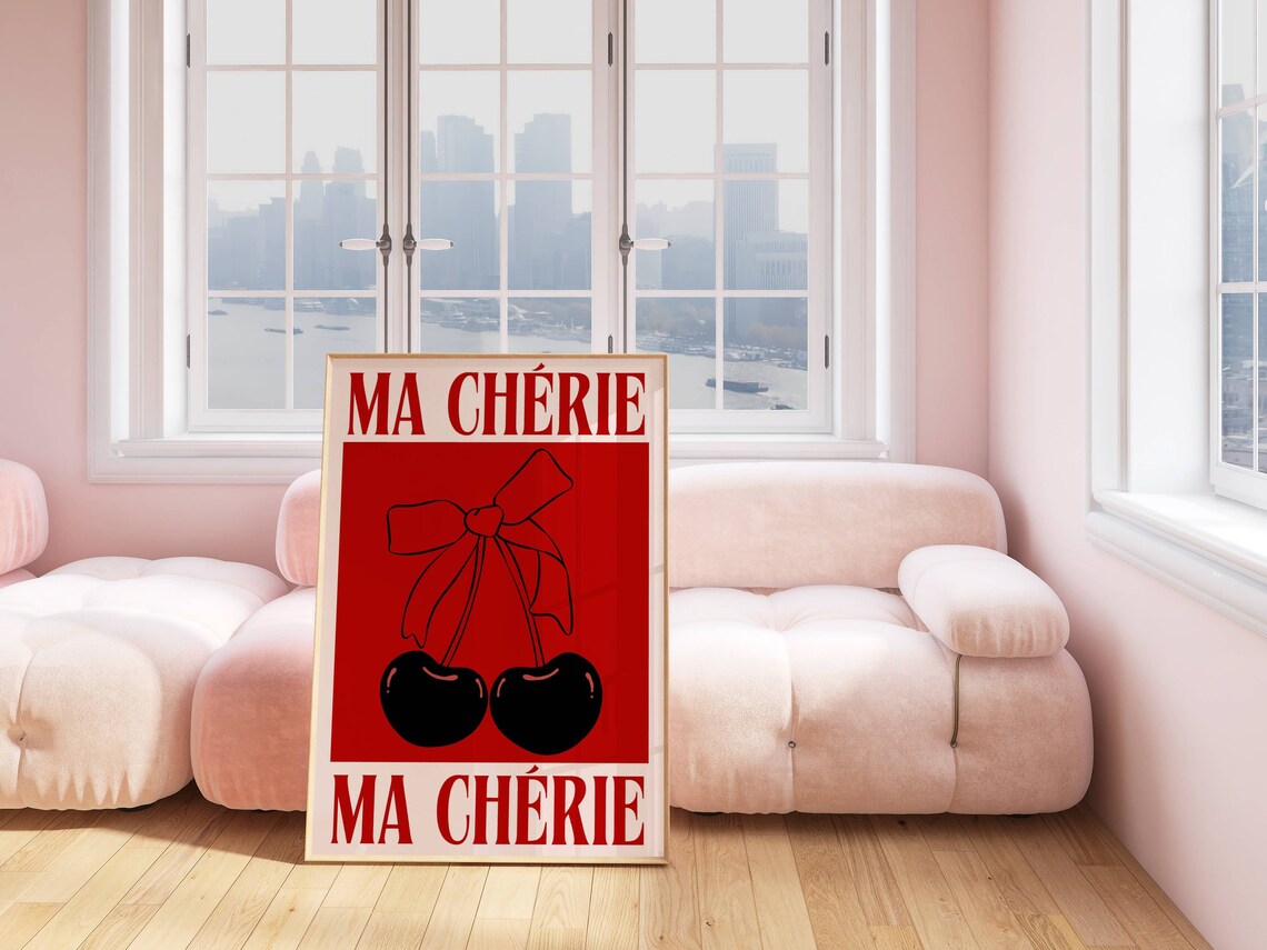 Ma Chrie Cherry Print, Trendy Retro 70s Decor