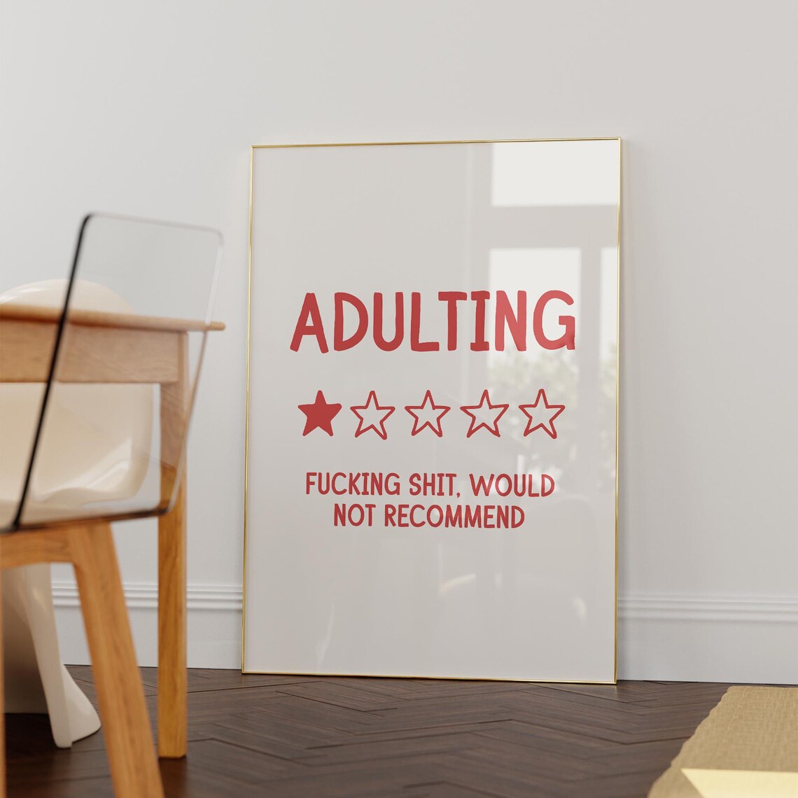 Adulting Rating Sign Funny Quote Art Print - Image 2