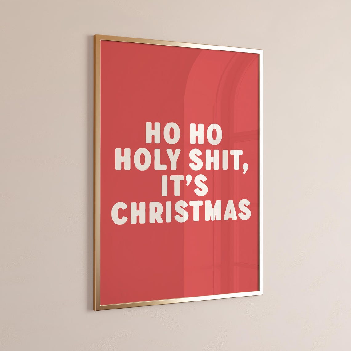 Ho Ho Holy Funny Christmas Red Bold Typography Holiday Wall Art - Image 3