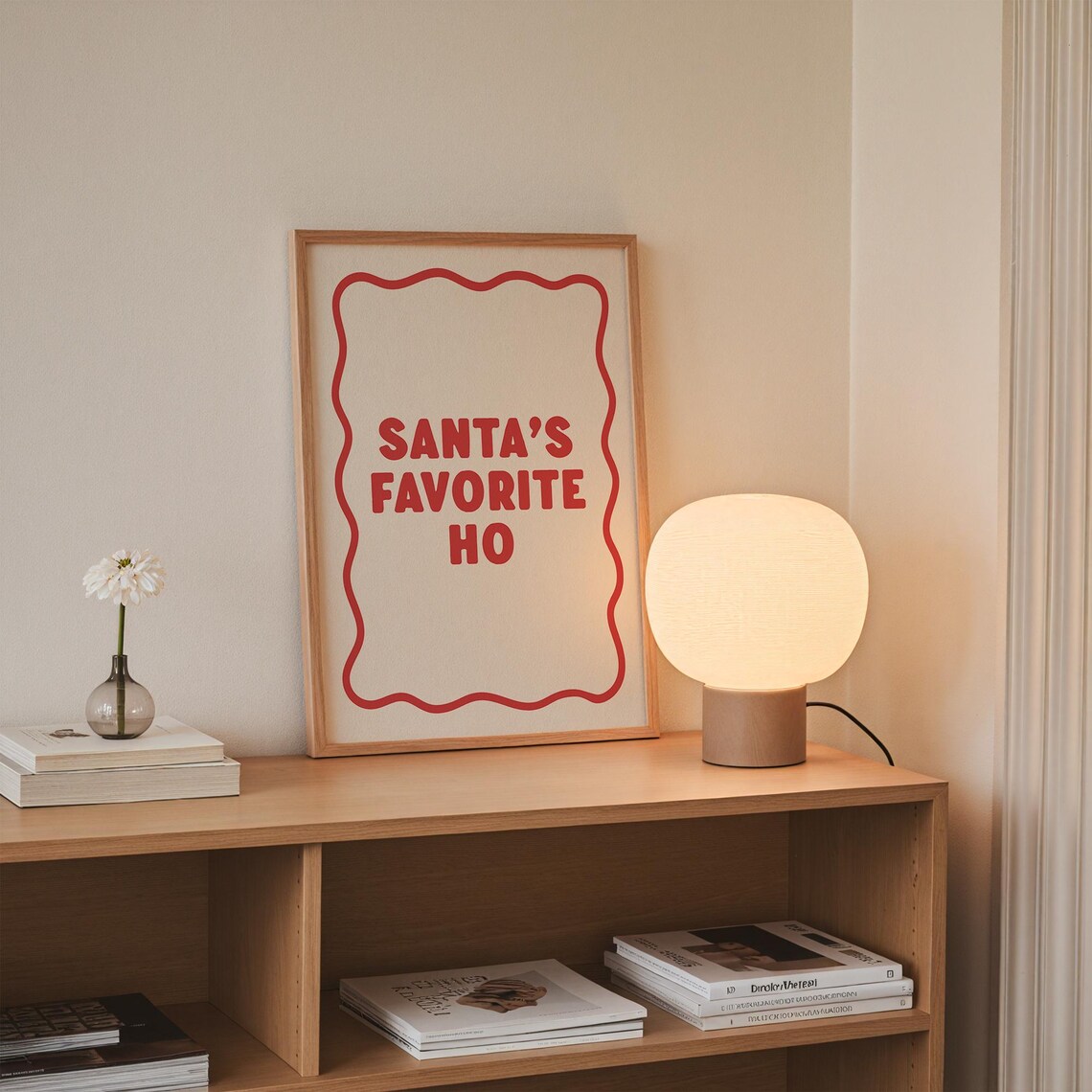 Santas Favorite Ho Funny Christmas Wavy Border Holiday Quote Poster - Image 2