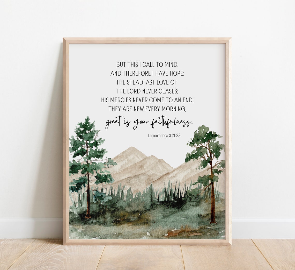 Lamentations Verse Great Is Your Faithfulness Mountain Hope Poster
