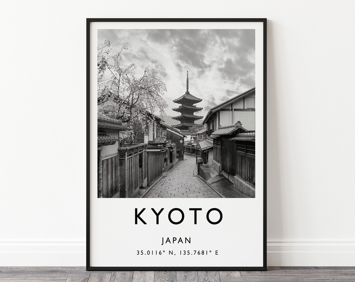 Kyoto Travel Poster, Black And White Travel Art - Image 3