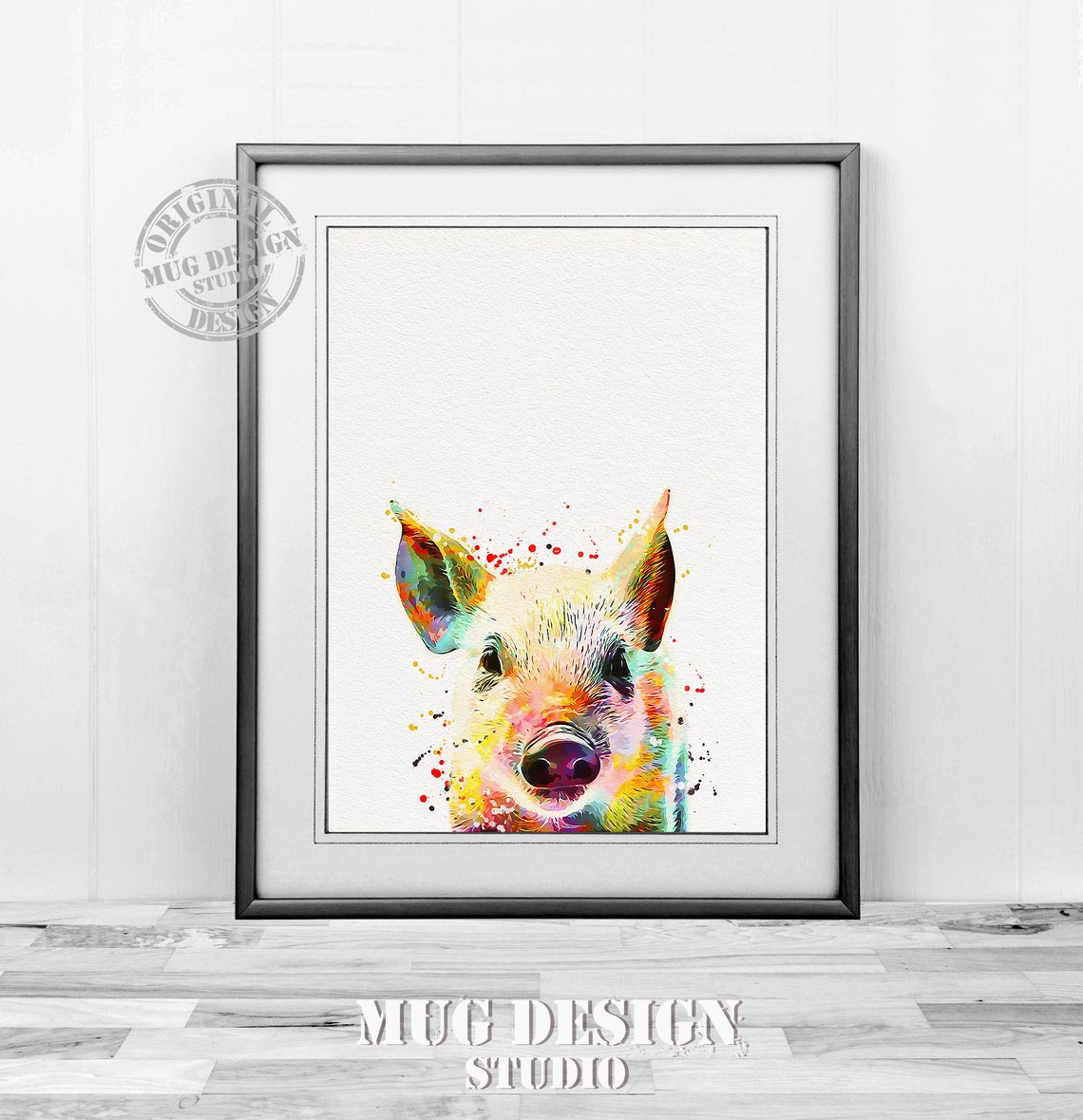 Pig Watercolor Art Print, Pig Nursery Decor - Image 3
