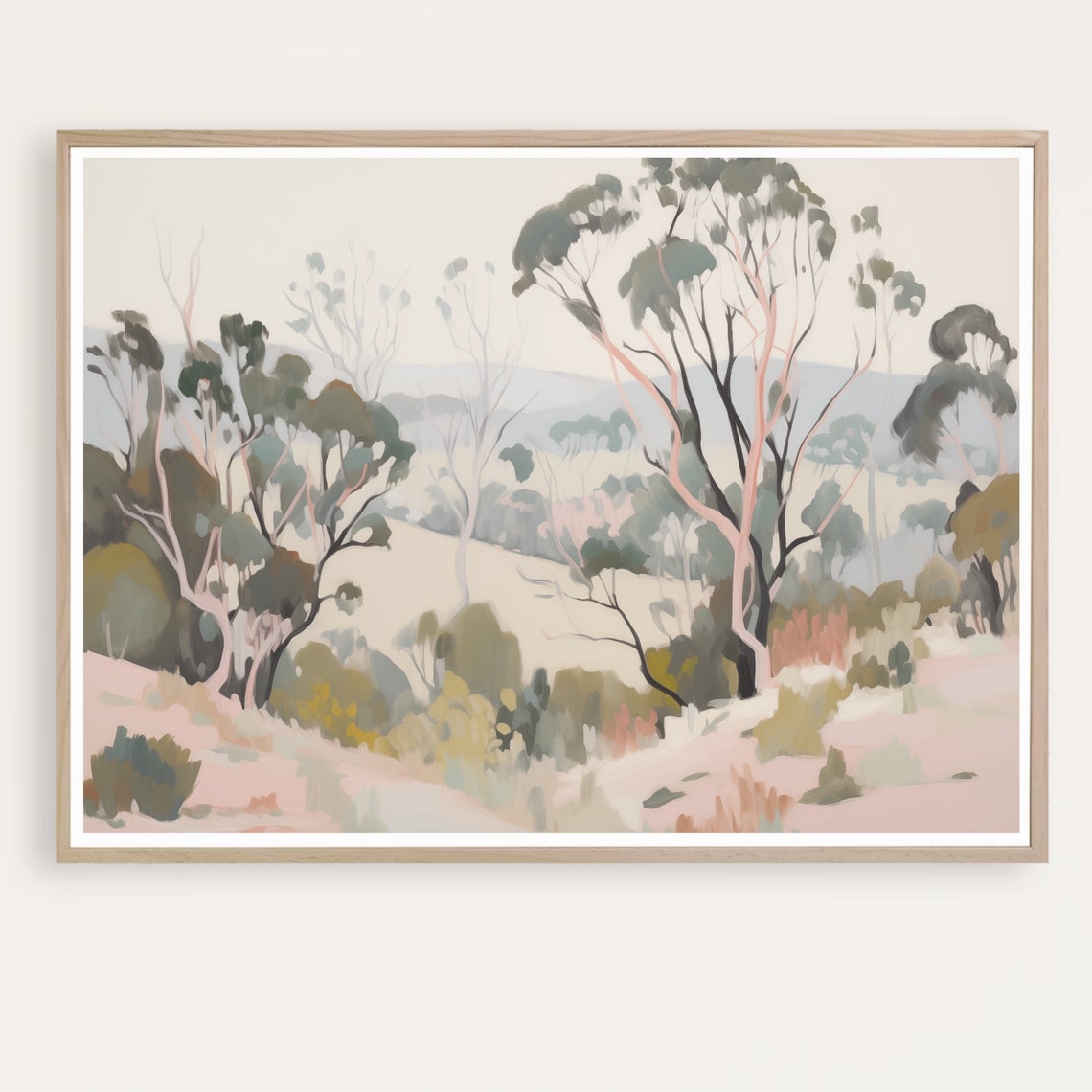 Australian Eucalyptus Landscape Watercolor Neutral Bush Poster