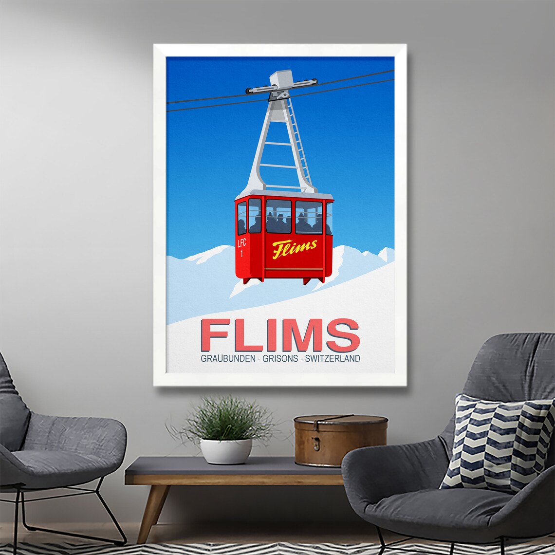 Flims Ski Resort Vintage Travel Poster - Image 2