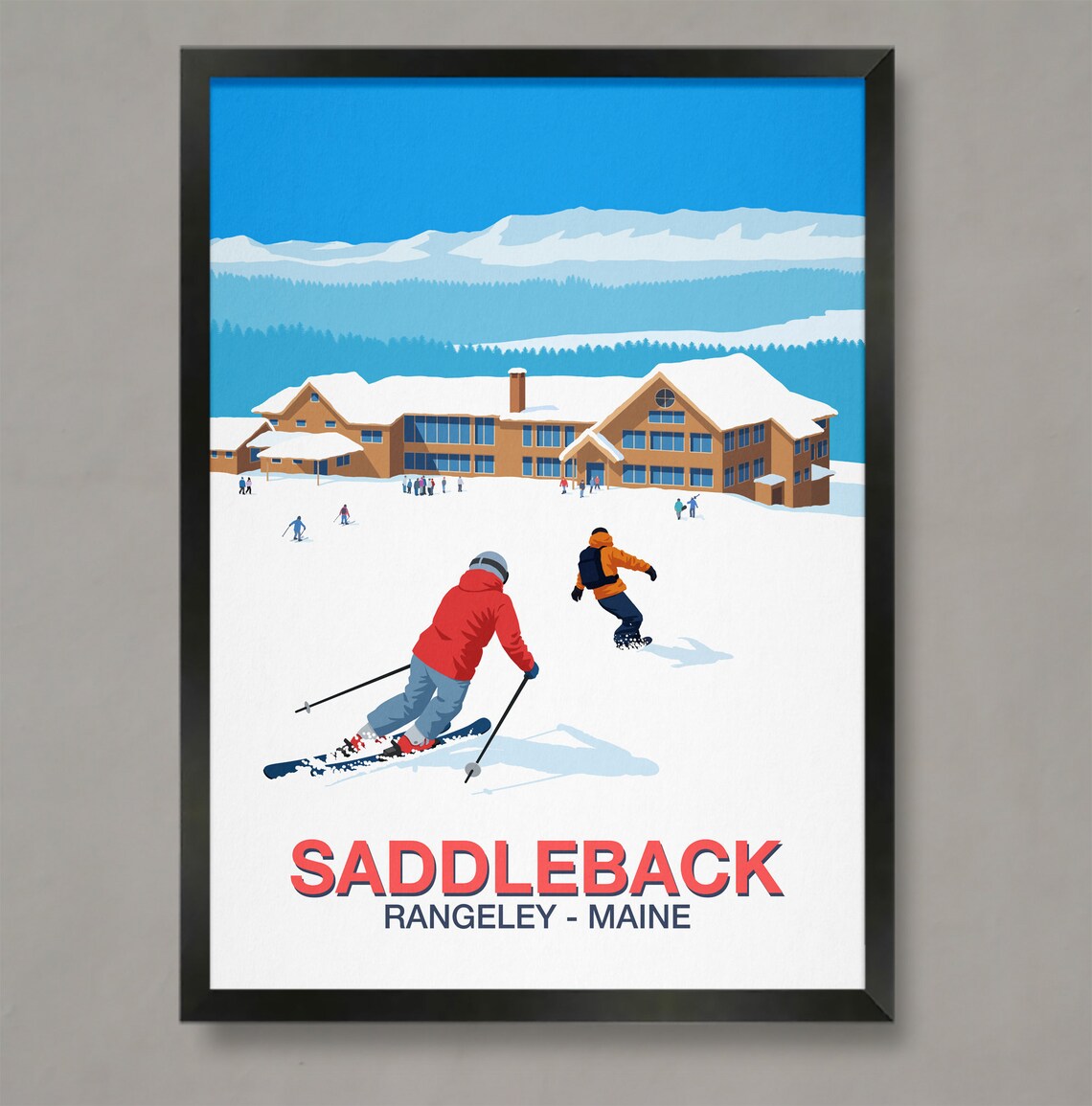Saddleback Ski Resort Travel Poster, Ski Resort Print
