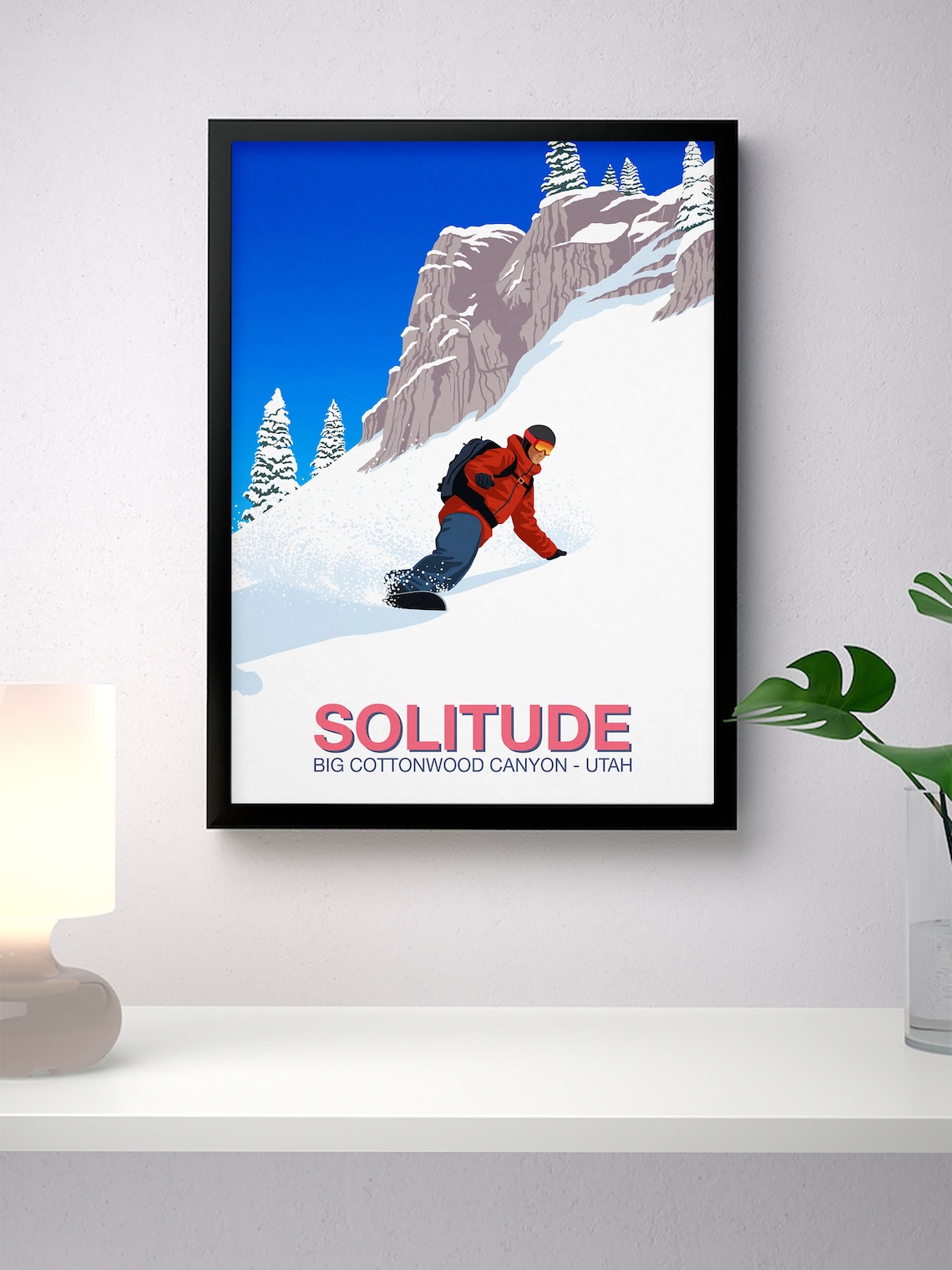 Solitude Snowboarder Ski Resort Travel Poster - Image 2