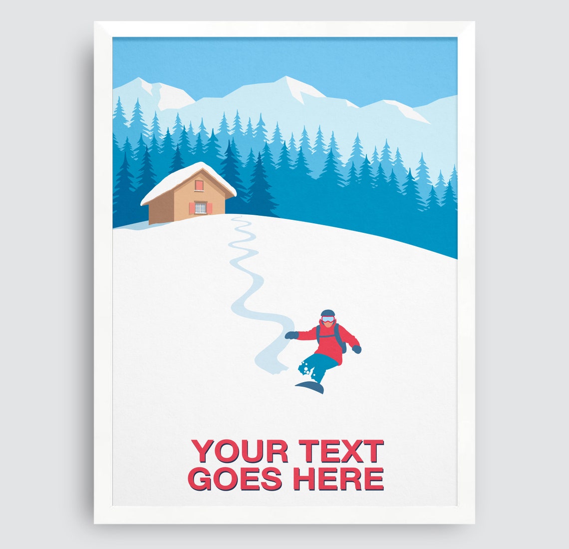 Personalised Snowboarder Carve Custom Text Snow Board Gift Poster - Image 4