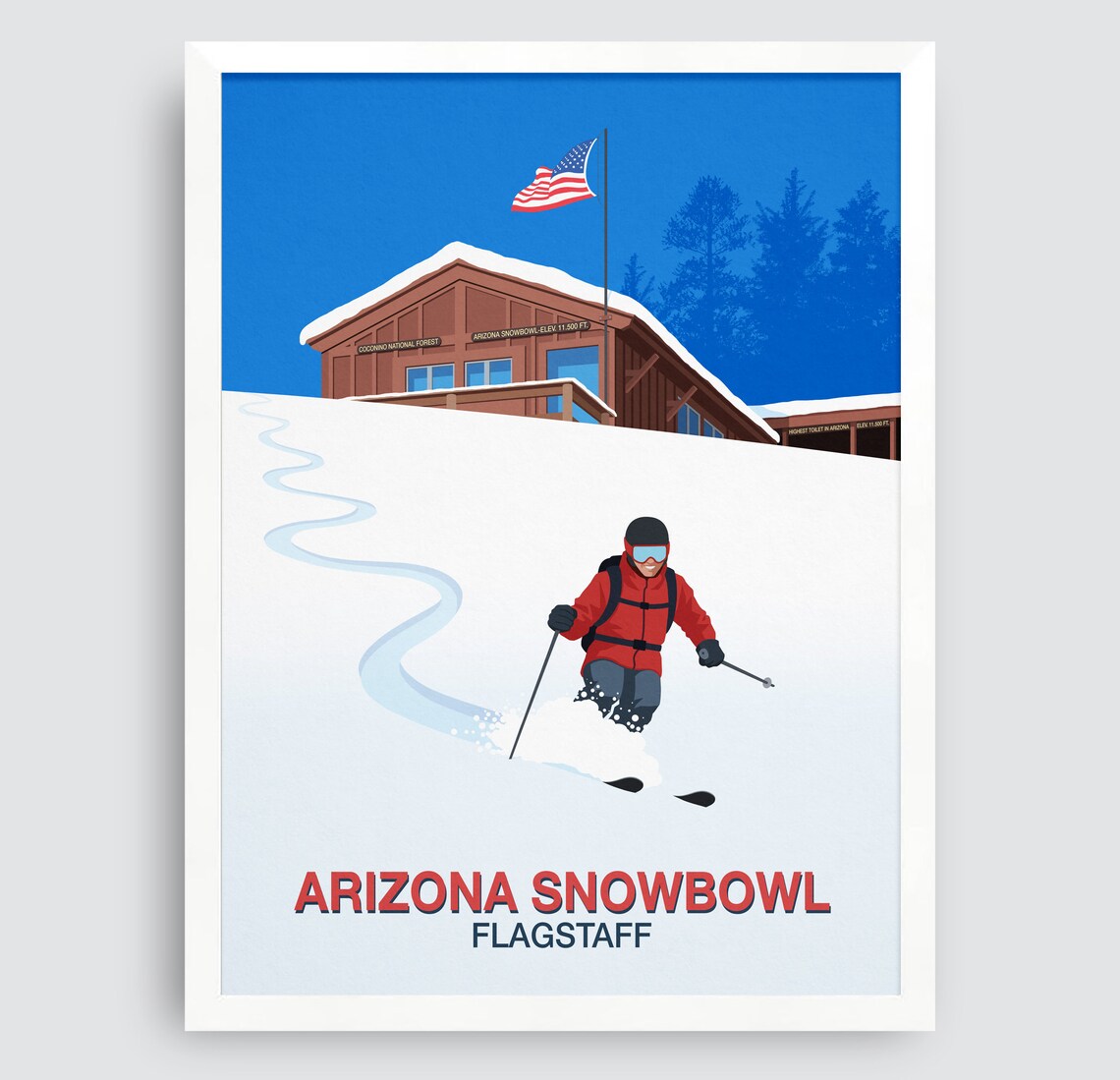 Arizona Snowbowl Flagstaff Vintage Ski Resort Lodge Travel Poster - Image 4