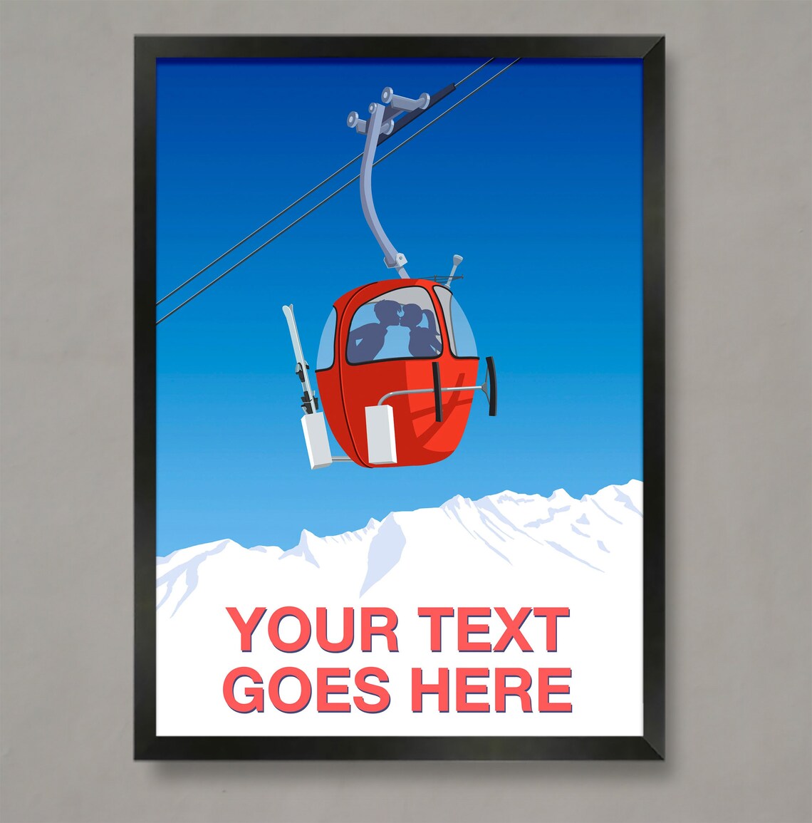 Personalized Ski Art, Vintage Gondola Poster