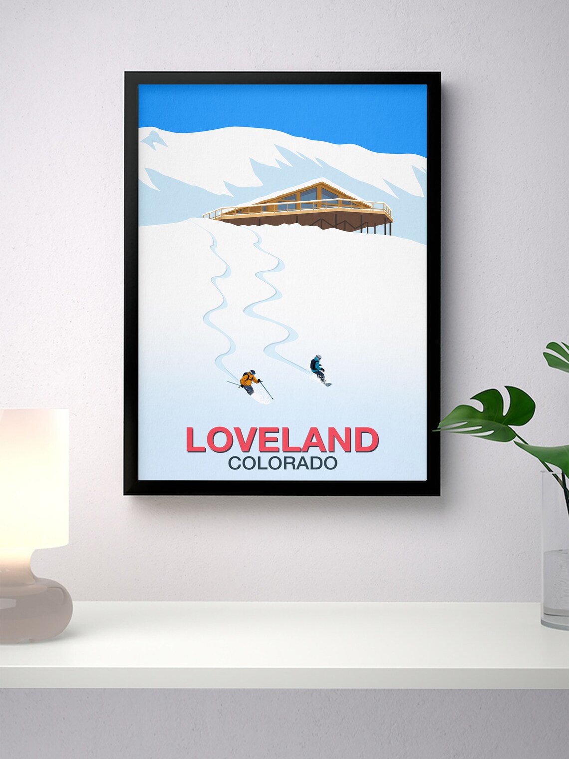 Loveland Colorado Ski Poster Mountain Lodge Powder Tracks Artwork - Image 4