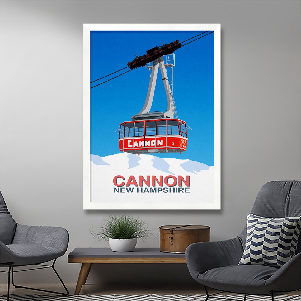 Cannon Ski Resort Red Cable Car Travel Poster - Image 2