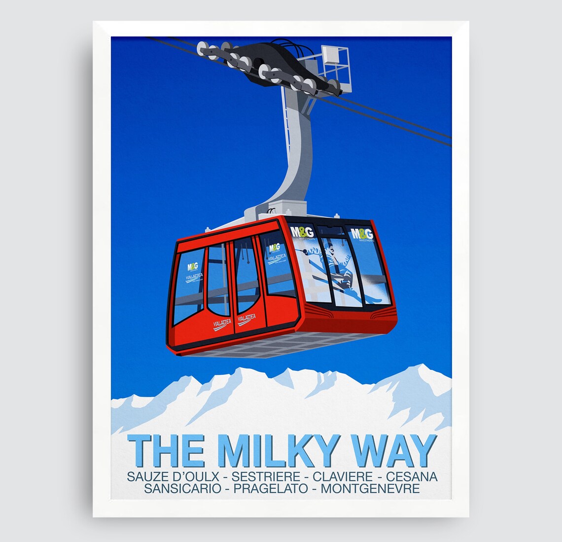 Milky Way Ski Poster, Alpine Ski Resort Travel Poster - Image 3