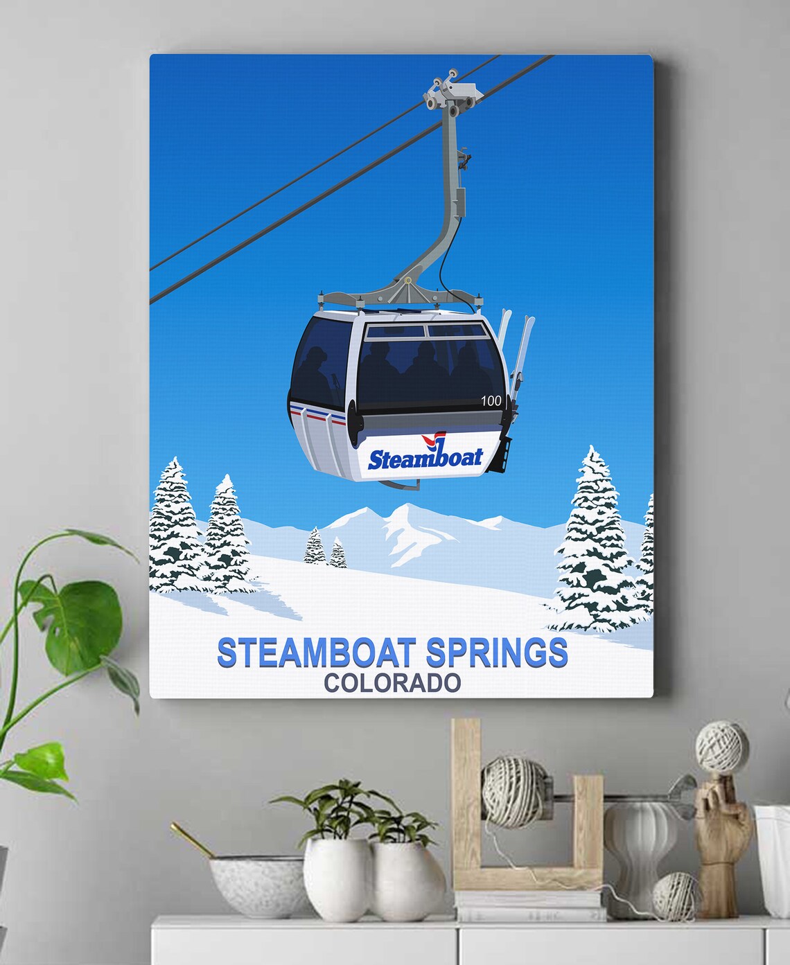 Steamboat Springs Travel Poster, Mountain Town Art