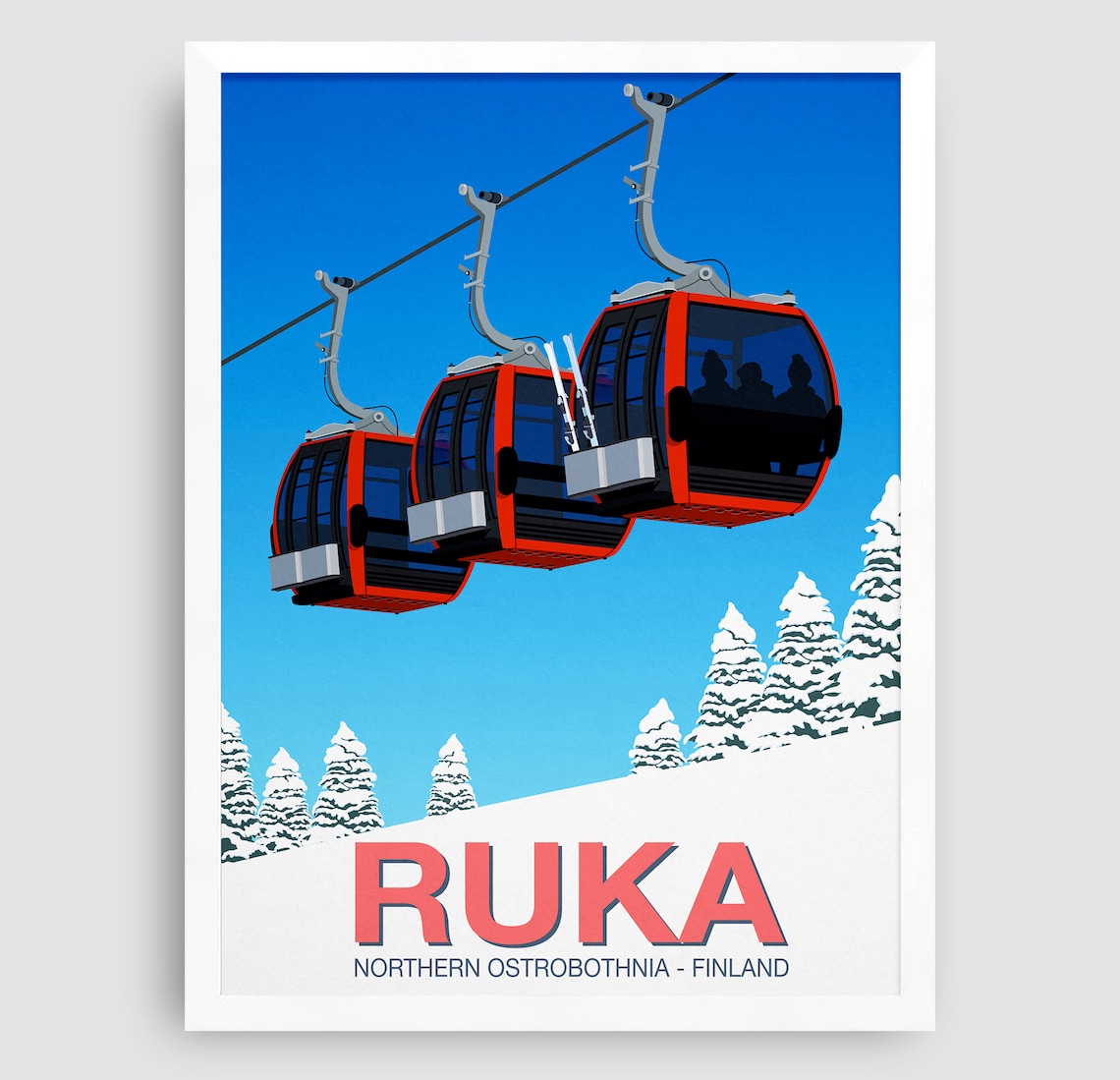 Ruka Ski Resort Travel Poster, Ski Resort Art Print - Image 3