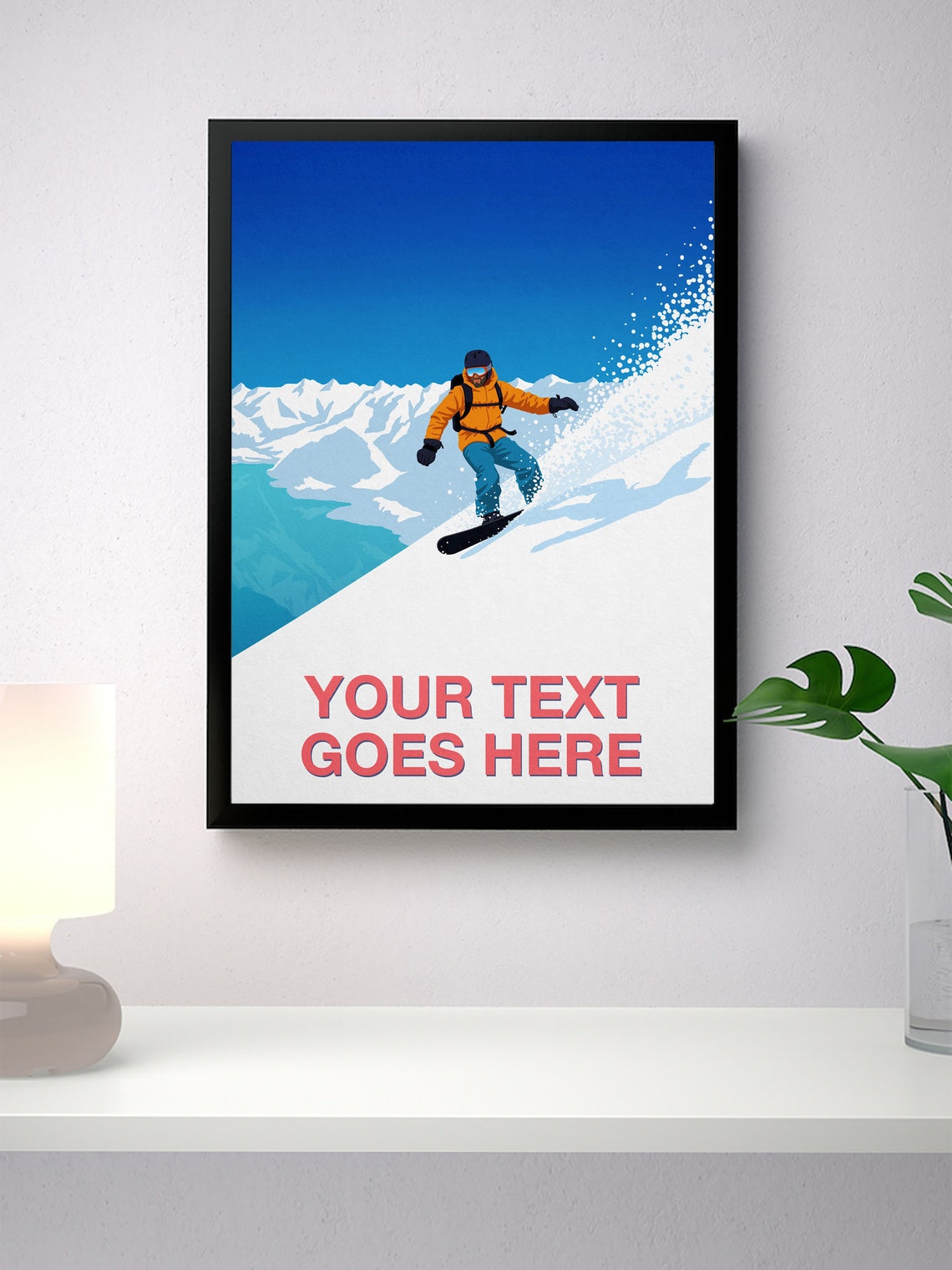 Personalised Snowboarder Art Custom Text Ridge Powder Air Gift Poster - Image 2