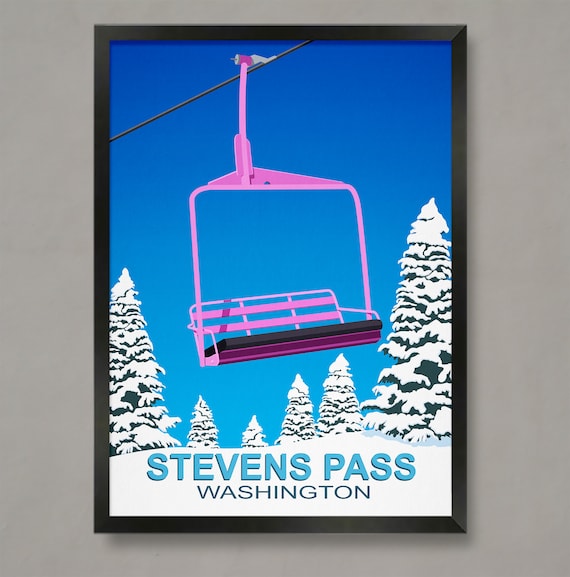 Stevens Pass Ski Resort Travel Poster, Ski Resort Print