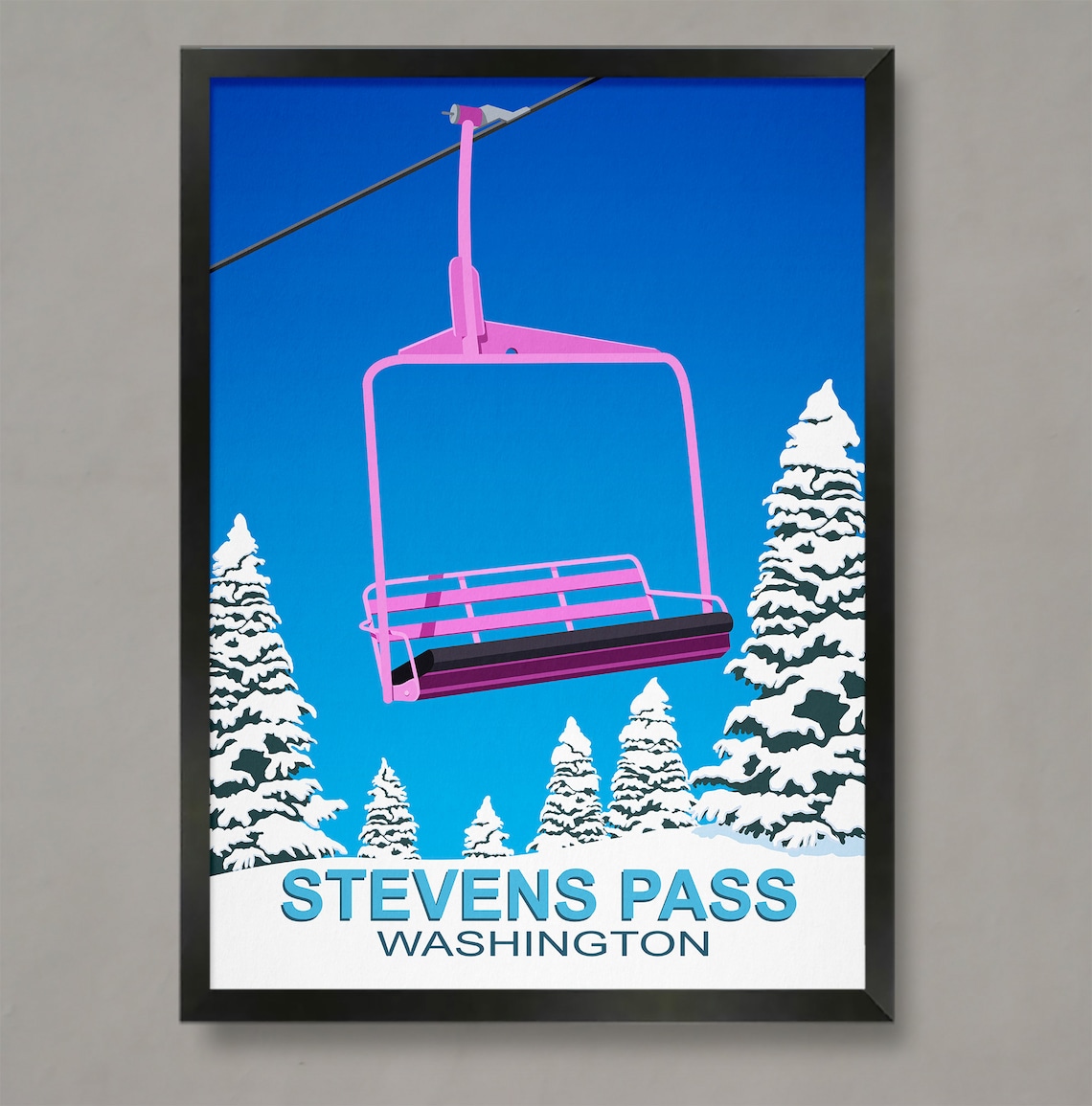 Stevens Pass Ski Resort Travel Poster, Ski Resort Print