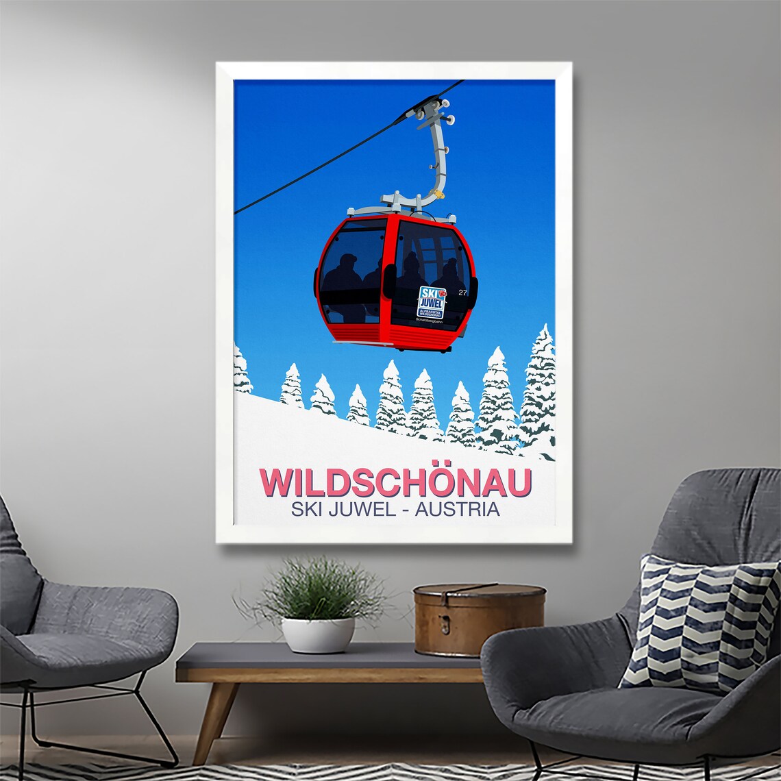 Wildschonau Ski Juwel Austria Schatzbergbahn Gondola Ski Poster - Image 2