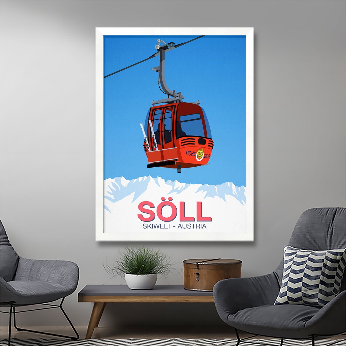 Soll Ski Resort Travel Poster, Snow Sports Print - Image 2
