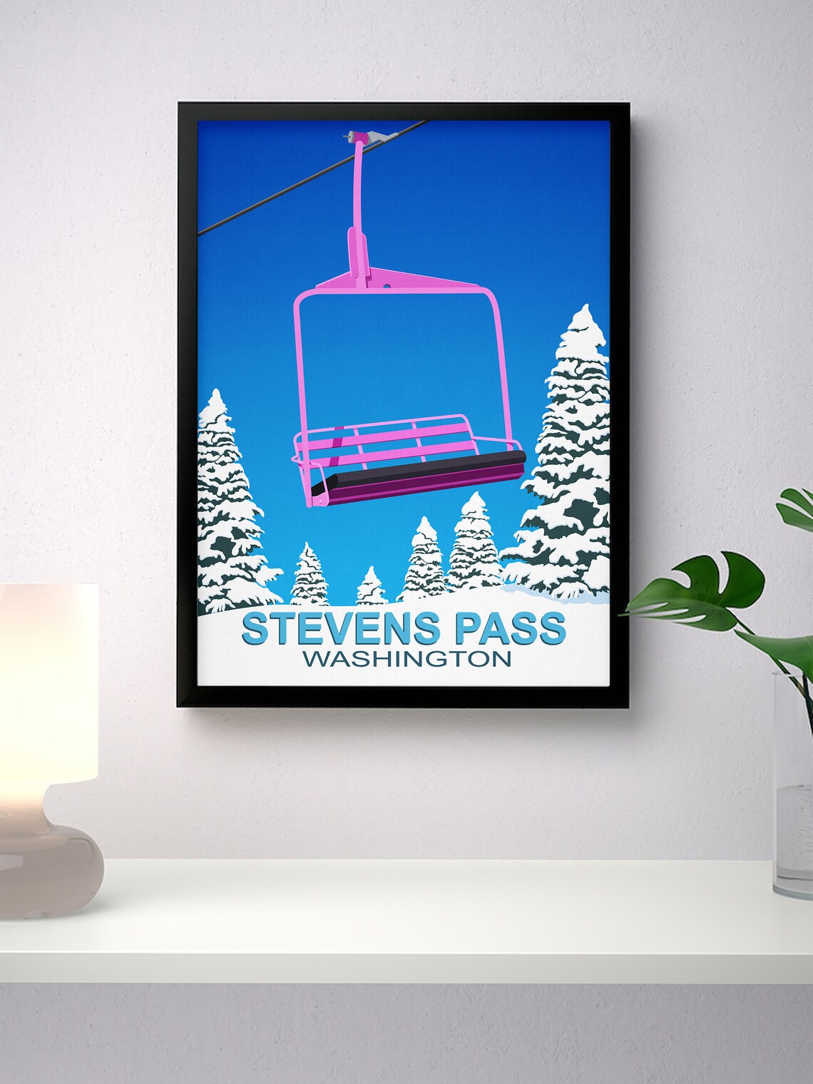 Stevens Pass Ski Resort Travel Poster, Ski Resort Print - Image 4