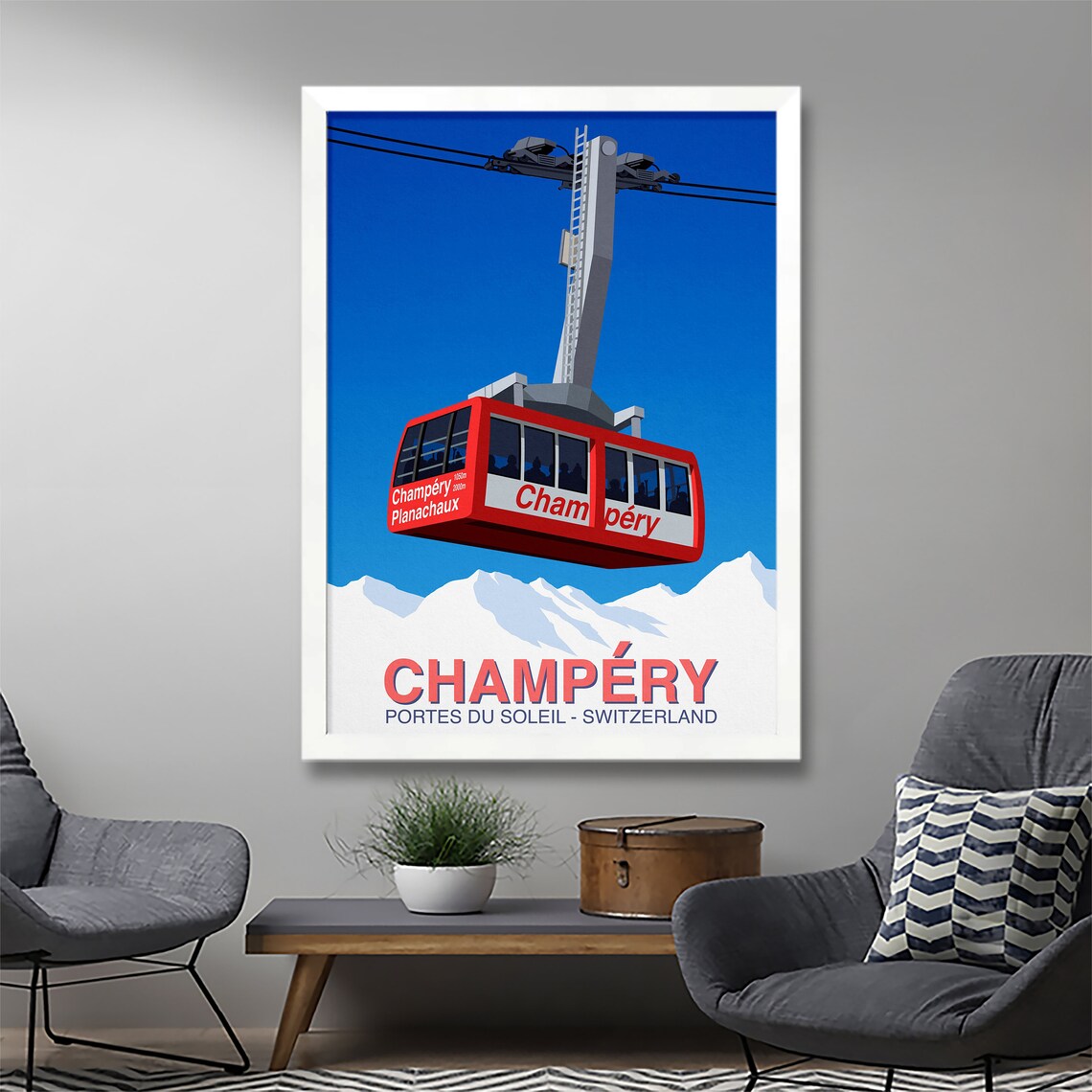 Champery Ski Resort Travel Poster, Ski Print - Image 3