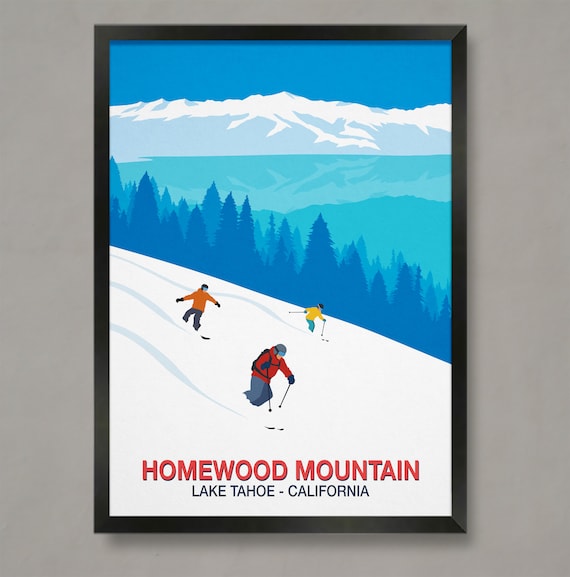Homewood Mountain Lake Tahoe Ski Poster California Slopes Artwork