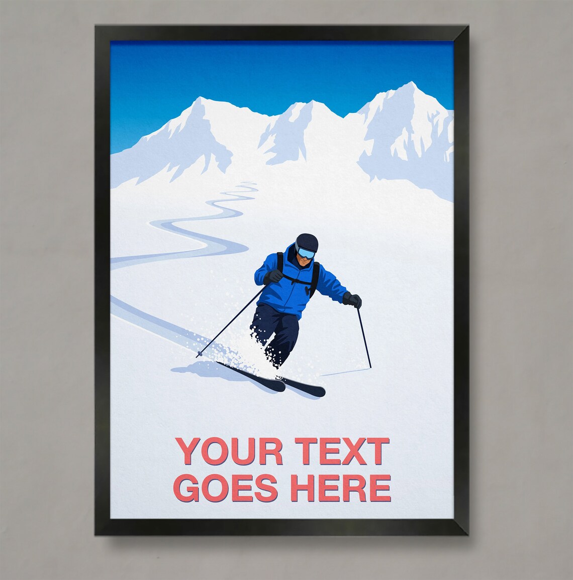 Personalised Ski Gift, Custom Ski Art Poster