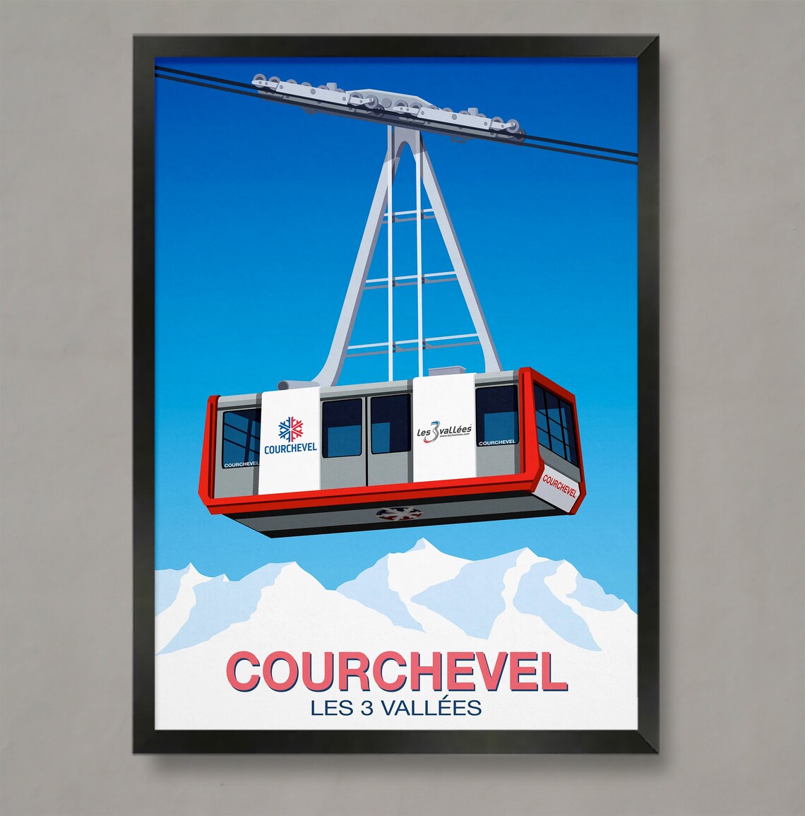 Courchevel Ski Resort Travel Poster, Ski Gift