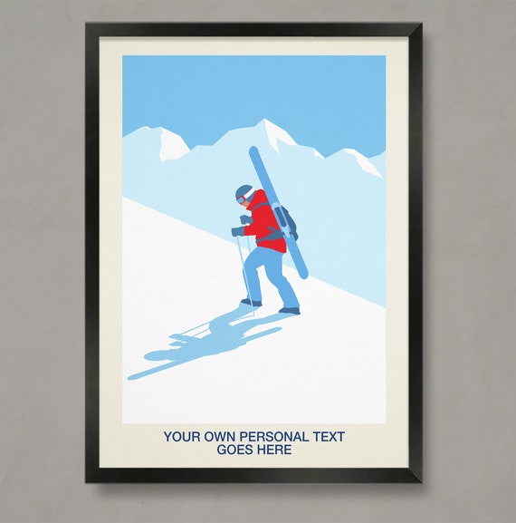 Personalised Minimalist Freeskier Poster Skiing Gift Customised Ski Print Ski Gifts Ski Poster Ski Gift