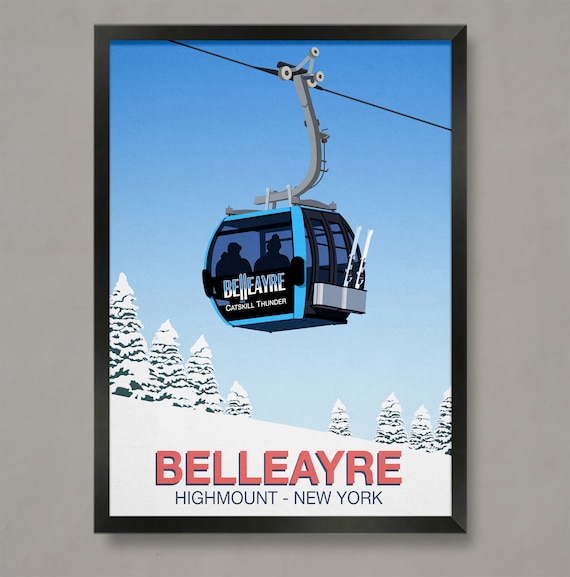 Belleayre Ski Resort Travel Poster, Ski Print