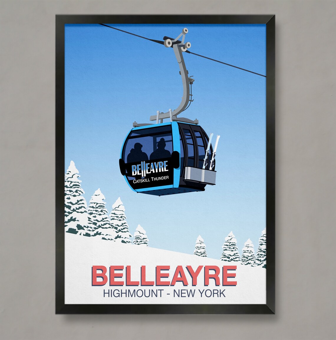 Belleayre Ski Resort Travel Poster, Ski Print