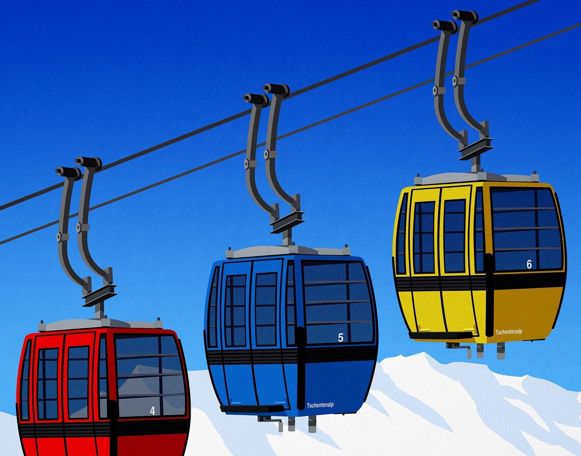 Adelboden Switzerland Gondola Cable Cars Bernese Oberland Travel Poster - Image 2