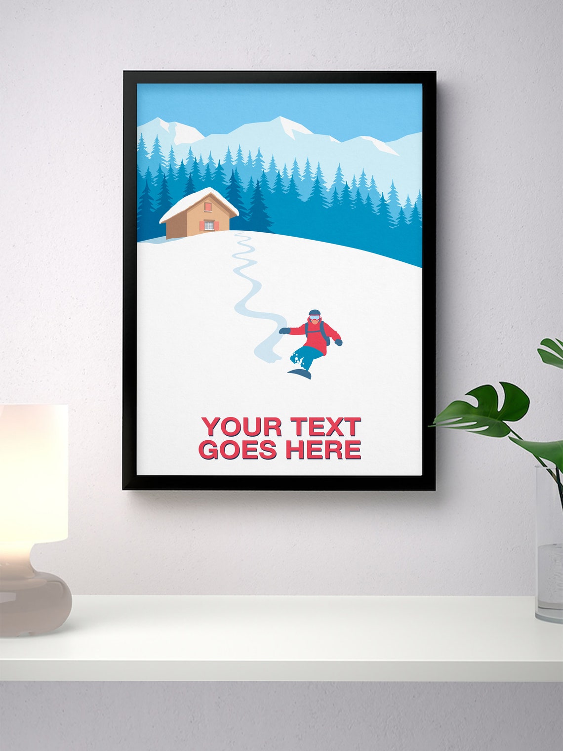 Personalised Snowboarder Carve Custom Text Snow Board Gift Poster - Image 3