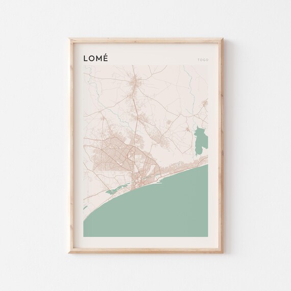 Lome Map Poster Print Wall Art Togo Africa Travel Gift Minimalist