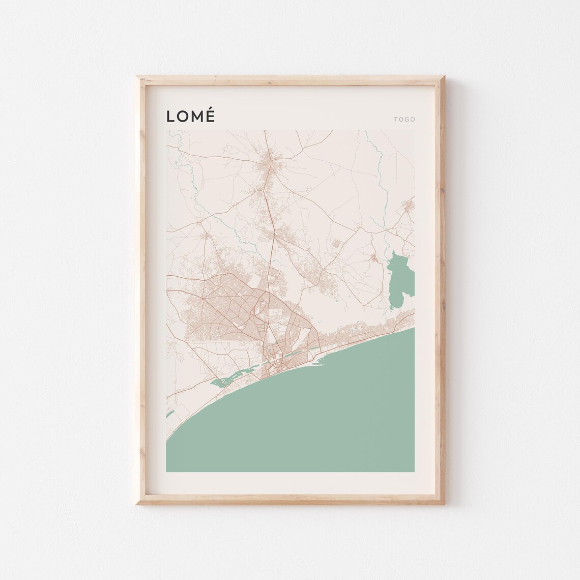 Lome Map Poster Print Wall Art Togo Africa Travel Gift Minimalist